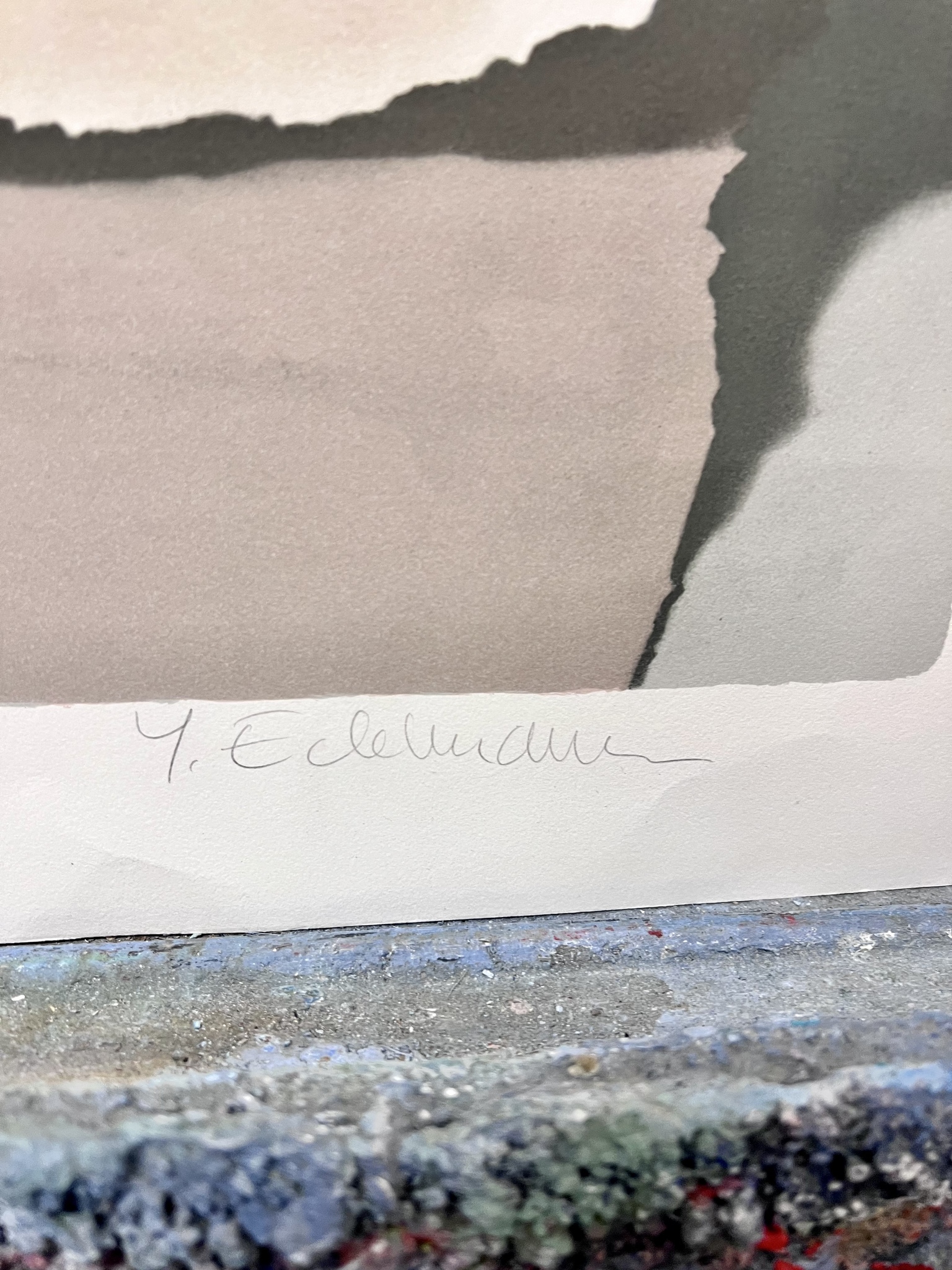 Yrjö Edelman, färglitografi, signerad och numrerad 8/250  "Paper object", bladstorlek 86 x 61 cm.