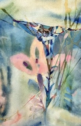 Pille Lehis, Akvarell, "Blomster" signerad, bladstorlek 28 x 38 cm.