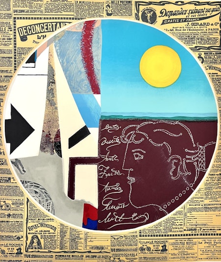 Max Papart, Färgetsning, "Komposition med cirkel", 54x76 cm.