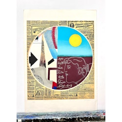 Max Papart, Färgetsning, "Komposition med cirkel", 54x76 cm.