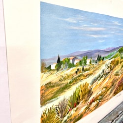 Ray Poirier, färglitografi, "Village provençal" 76 x 56 cm