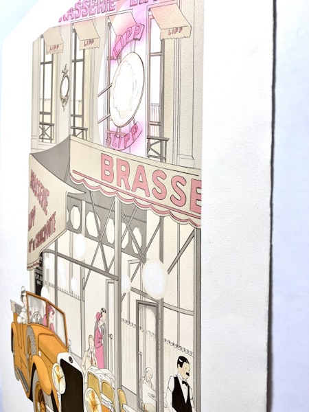 Philippe Henri Noyer, färglitografi, "Brasserie Lipp", bladstorlek 65 x 89 cm.