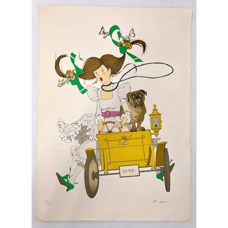 Philippe Henri Noyer, färglitografi, "Love", bladstorlek 65 x 89 cm.