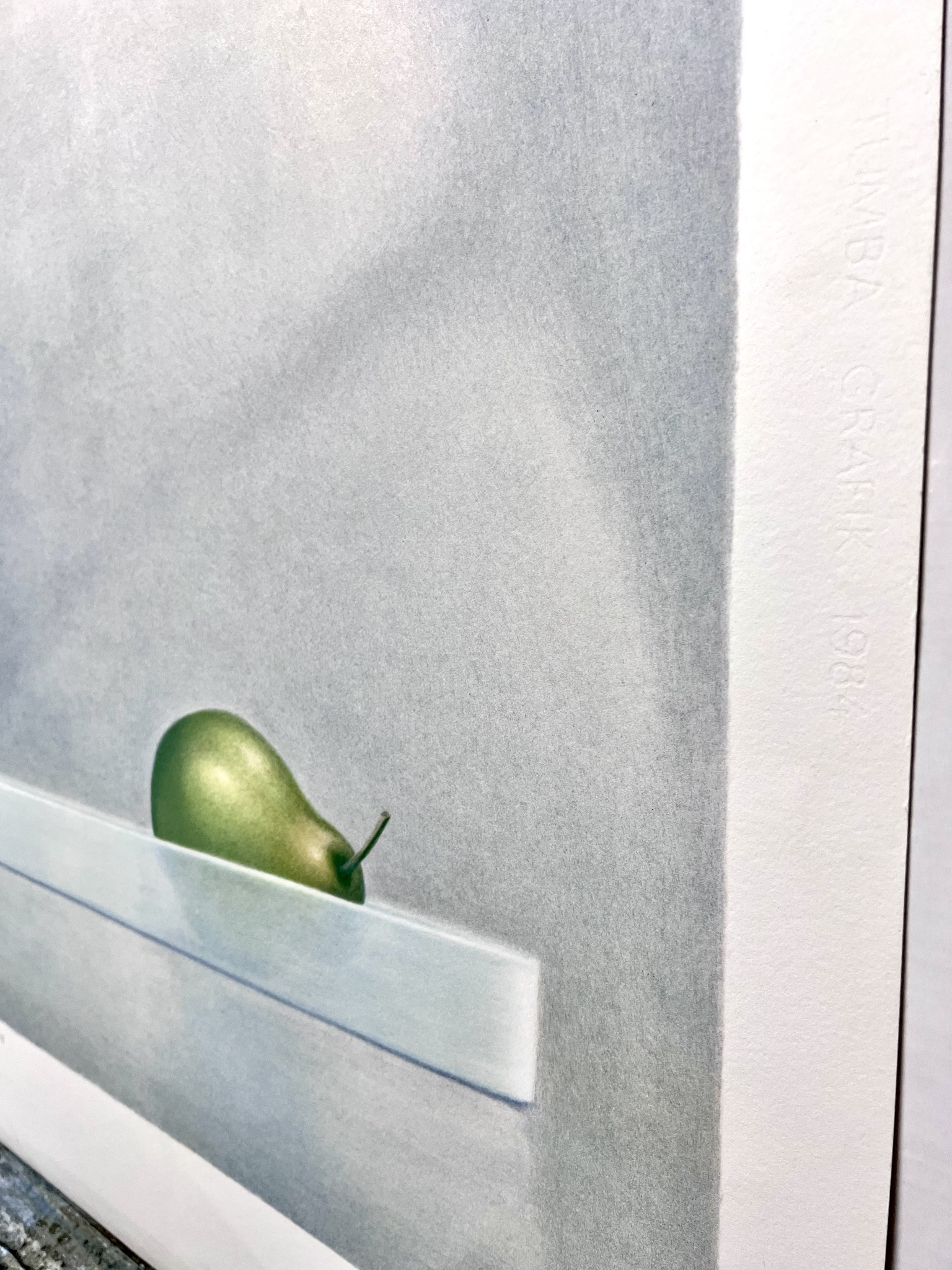 Peter Frie, färglitografi "Stilleben med päron", bladstorlek 63 x 79 cm.