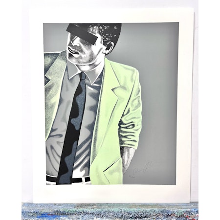 Thomas Hafström, färglitografi, "Mr X, Green" 60 x 74 cm.