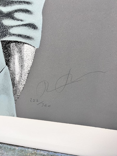 Thomas Hafström, färglitografi, "Mr X, Blue" 60 x 74 cm.