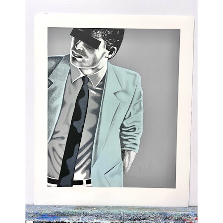 Thomas Hafström, färglitografi, "Mr X, Blue" 60 x 74 cm.