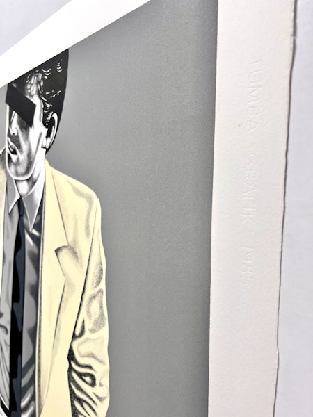 Thomas Hafström, färglitografi, "Mr X, Yellow" 60 x 74 cm.
