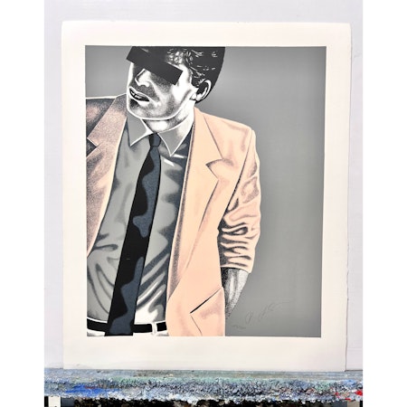Thomas Hafström, färglitografi, "Mr X, Orange" 60 x 74 cm.