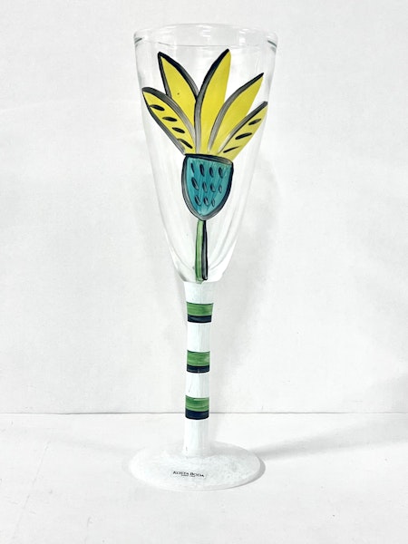 Ulrica Hydman-Vallien:  Pokal, Glasobjekt. Edition 1000. H. 26 cm