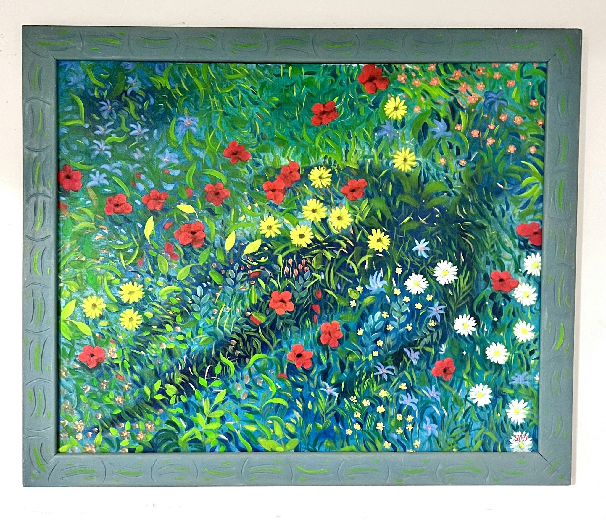 "Blomsteräng" Olja på duk av Stefan W. Igelström. 94x114 cm