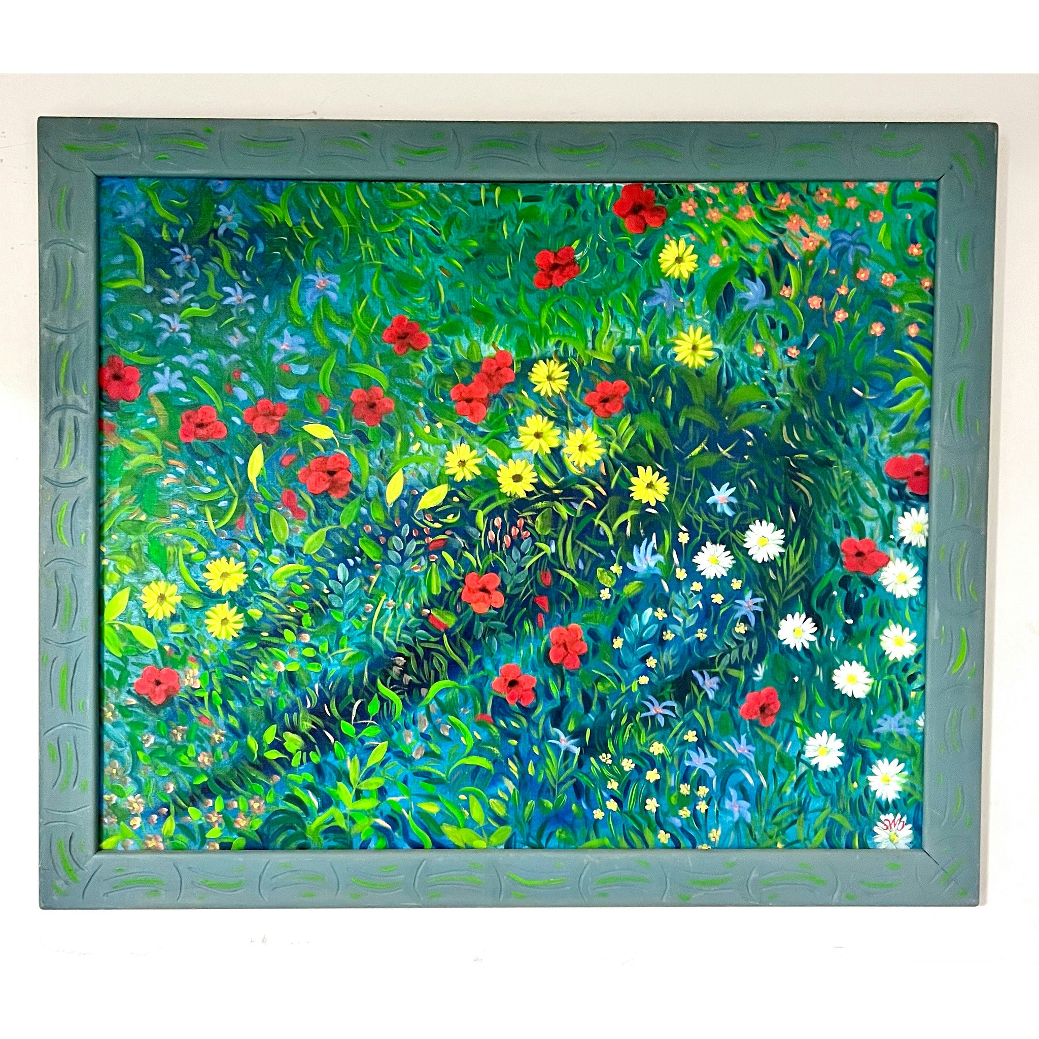 "Blomsteräng" Olja på duk av Stefan W. Igelström. 94x114 cm