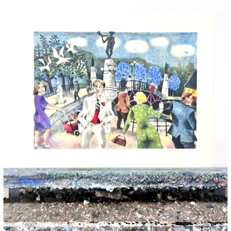 Jussi Taipaleenmäki, Litografi, "Morbror Frans" 56 x 43,5 cm