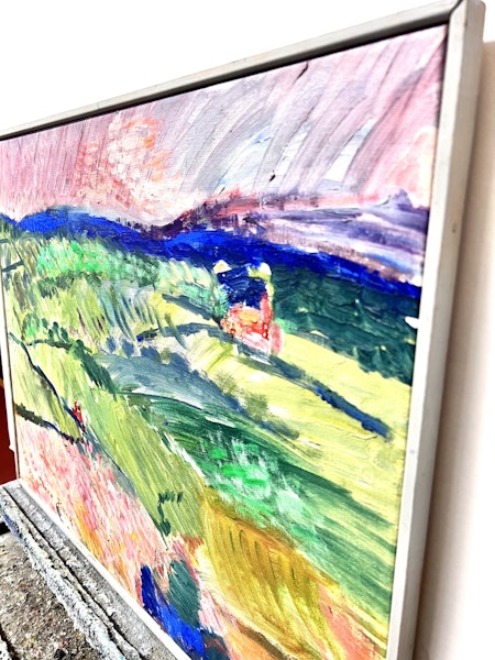 "Bohusläns inland" Olja på duk av Irene K:son Ullberg.  67 x 53 cm.