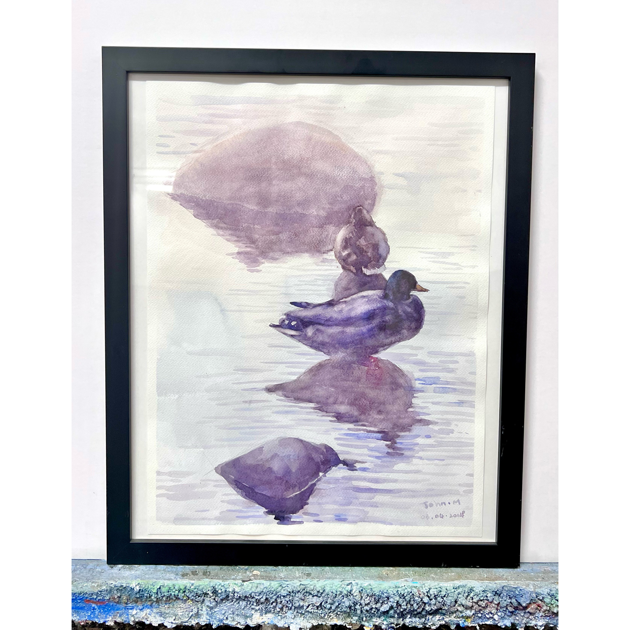 John Ma, "Resting Ducks", Akvarell, 44x54 cm