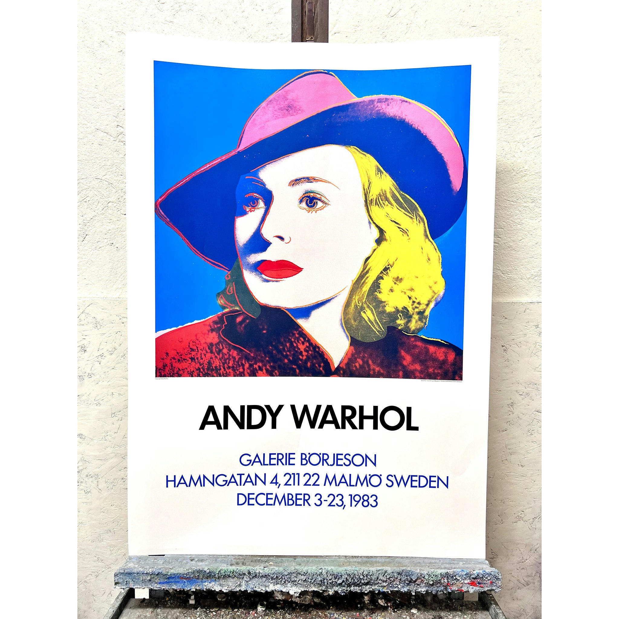 "Ingrid Bergman with hat" konstaffisch av Andy Warhol från 1983. 70x100 cm