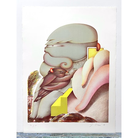 "Nymph in waiting" färglitografi, Jörg Remé, 57x76cm.