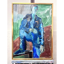 "Lantarbetare", Olja på duk av Ragnar Hult.  72x100 cm