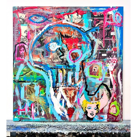 "Stop this madness.." Blandteknik av Martin Säwström.  55x58 cm