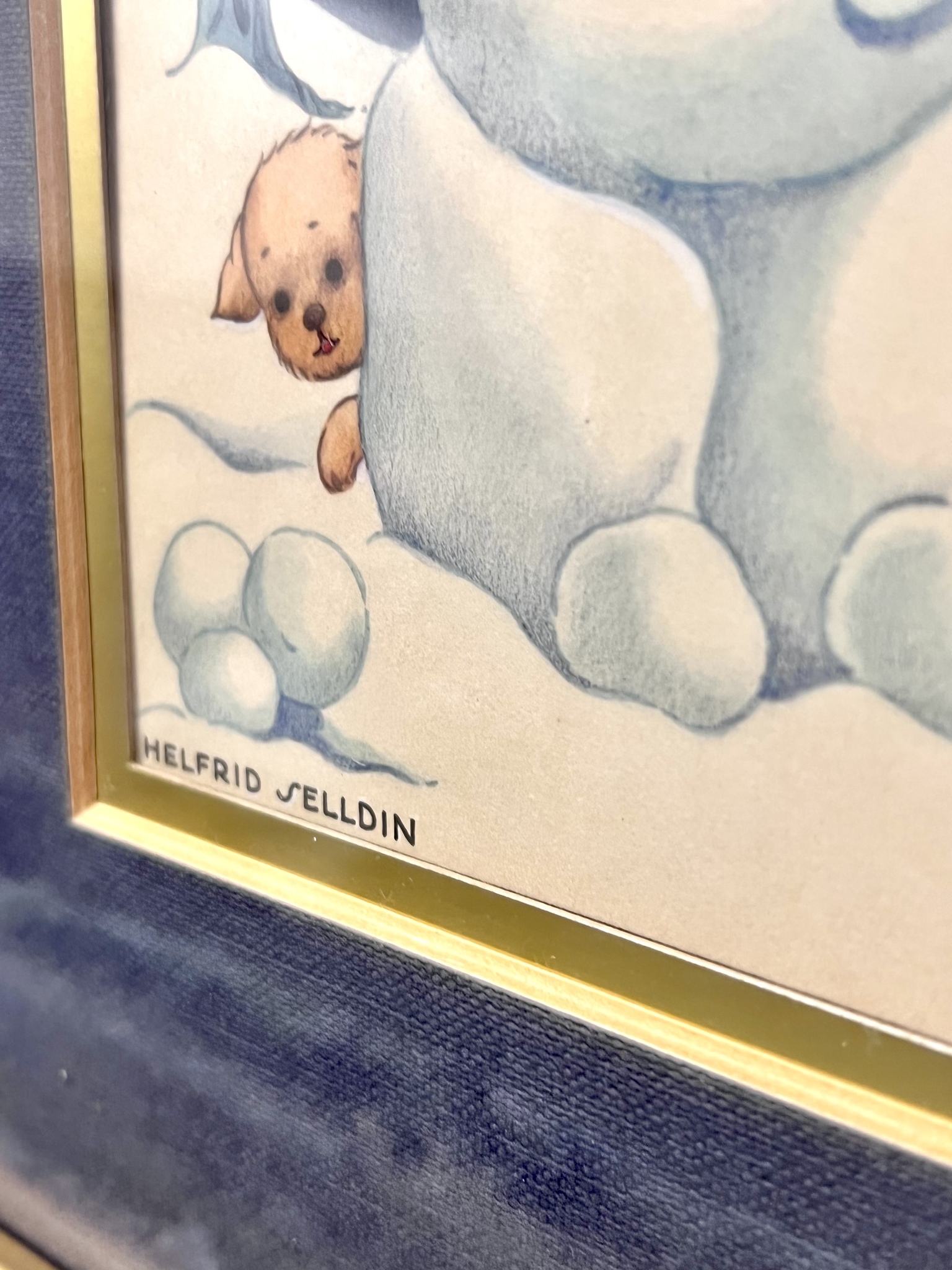 "Snögubben" Teckning av Helfrid Selldin. 28x33 cm