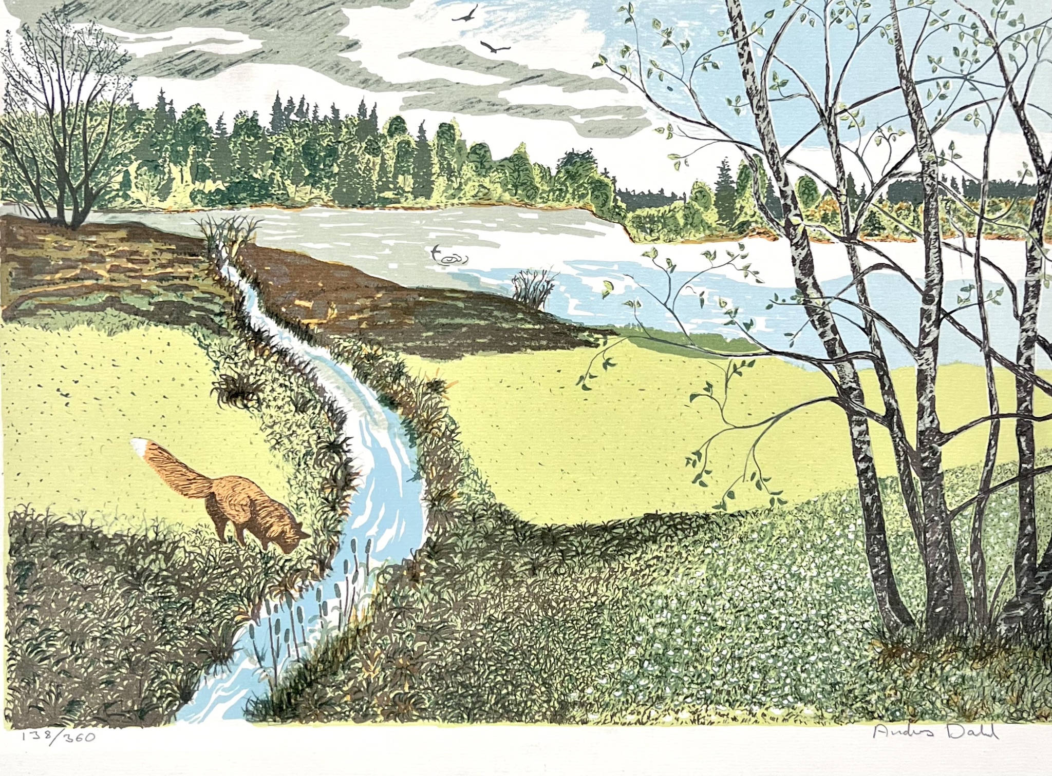 "Räven" Litografi av Anders Dahl. Signerad och numrerad. 44x30,5 cm