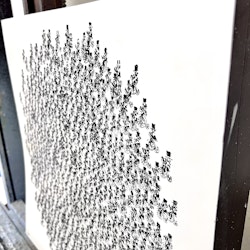 "Cyklarna" Färgserigrafi av Kjell Sörensen-Ringi. 50x50 cm.