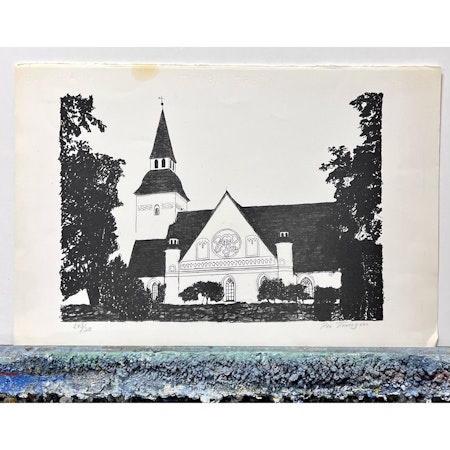 "Kyrkan" Litografi av Per Franzén. 47x32 cm