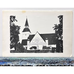 "Kyrkan" Litografi av Per Franzén. 47x32 cm