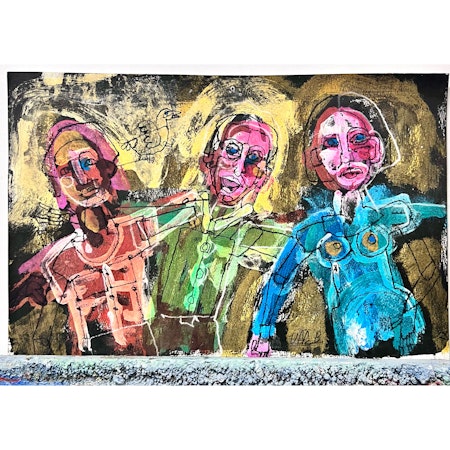 "Glatt sällskap" Akvarell av Uffe B. 50x32 cm