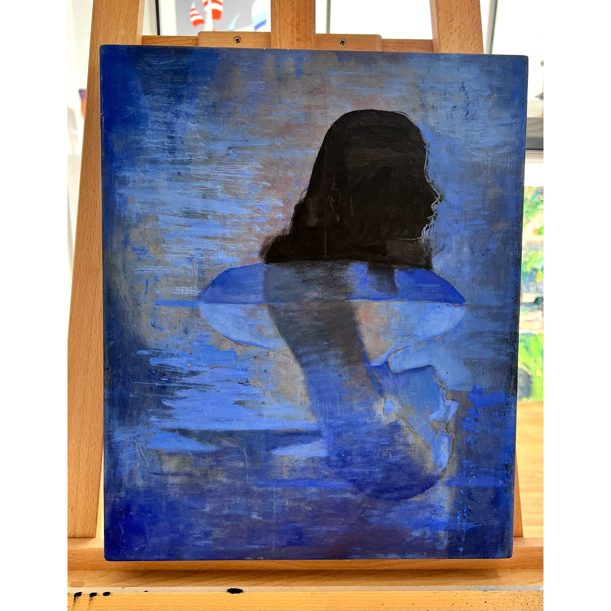 "Blue Reflection" Olja på panå av Bery Bars, 33x40cm