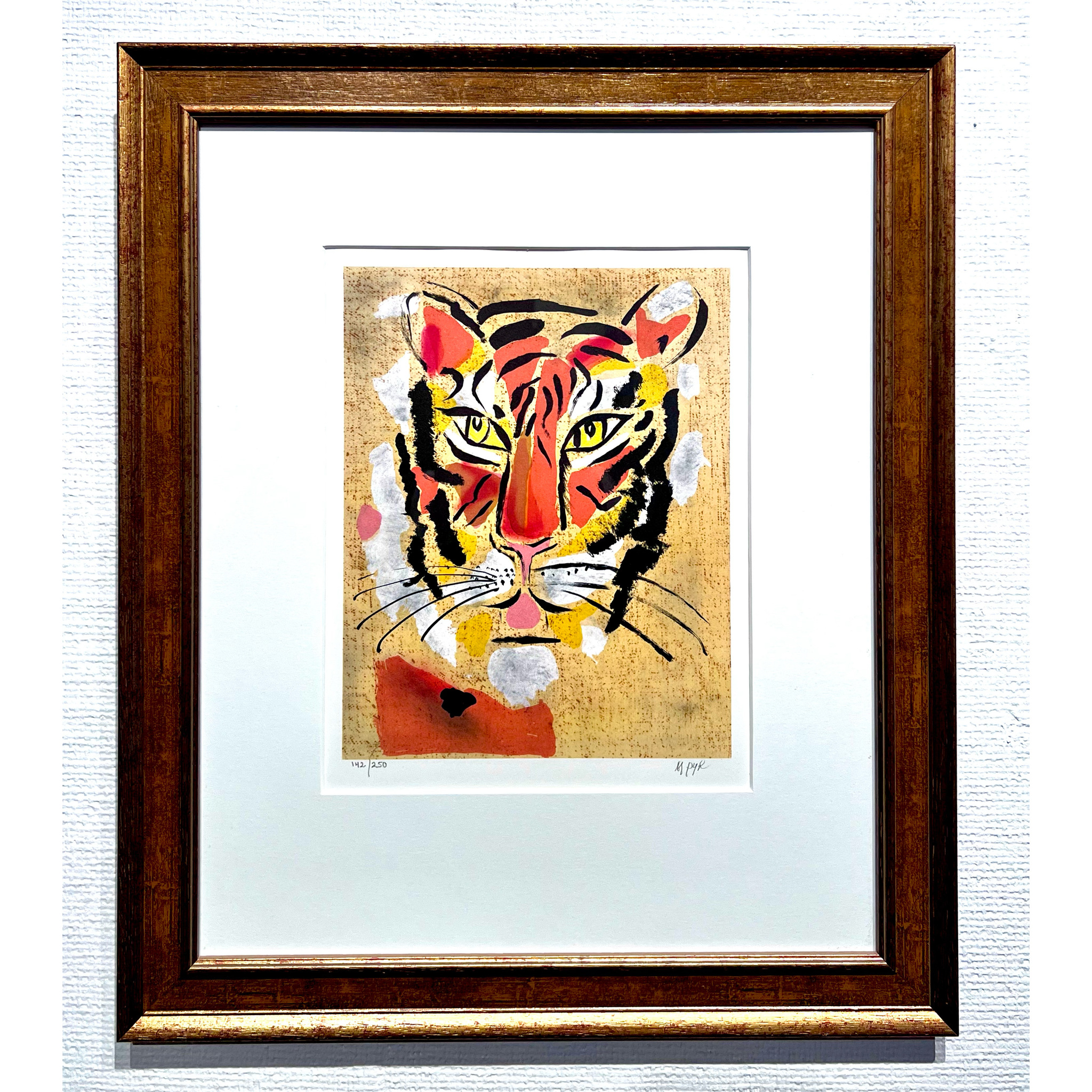 "Tiger" färglitografi av Madeleine Pyk. 43,5x51 cm