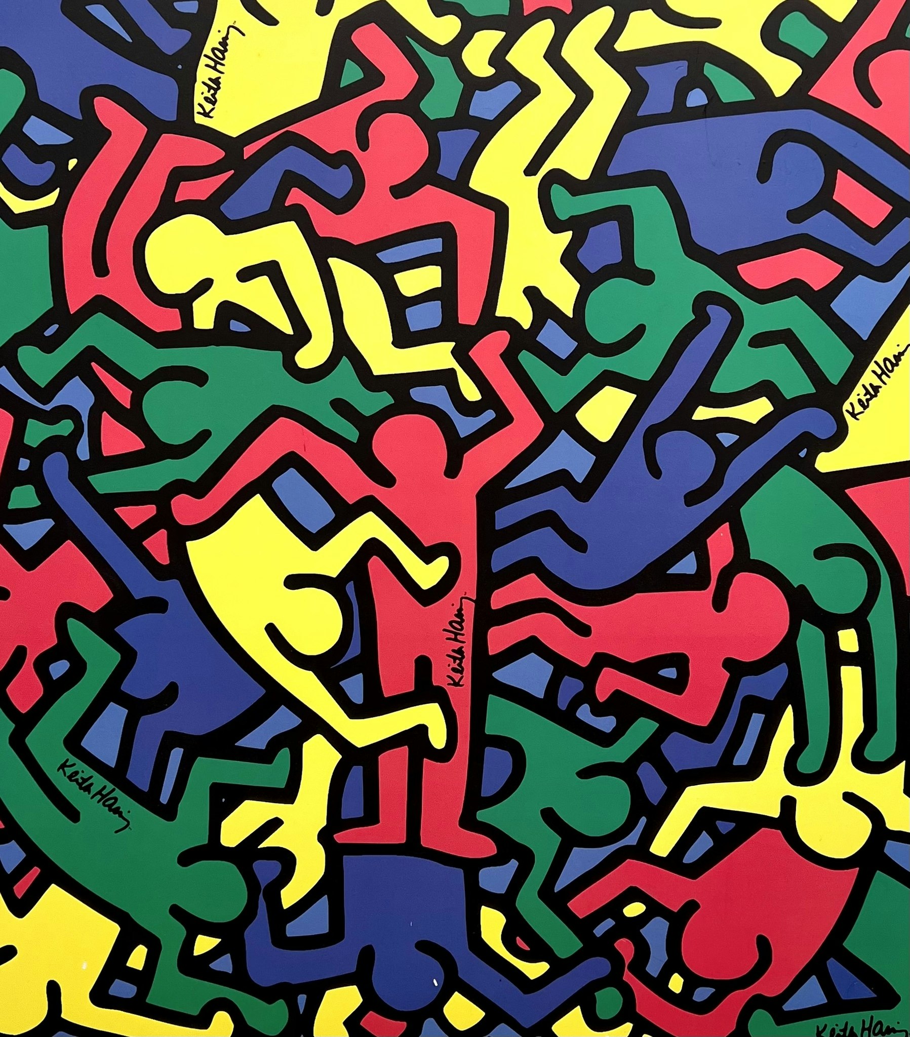 "Untitled" Affisch av Keith Haring på pannå. 78x78 cm