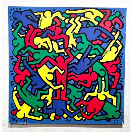 "Untitled" Affisch av Keith Haring på pannå. 78x78 cm