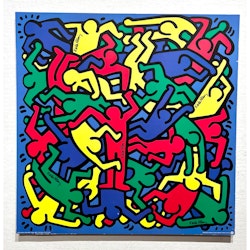 "Untitled" Affisch av Keith Haring på pannå. 78x78 cm