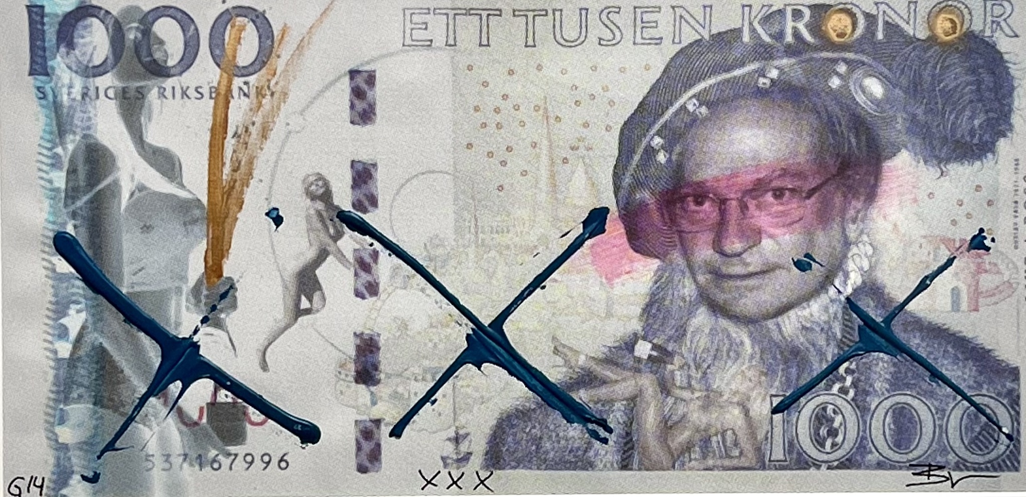 "Tusingen" Bingografi av Bingo Rimér. Inramad. 74x44 cm