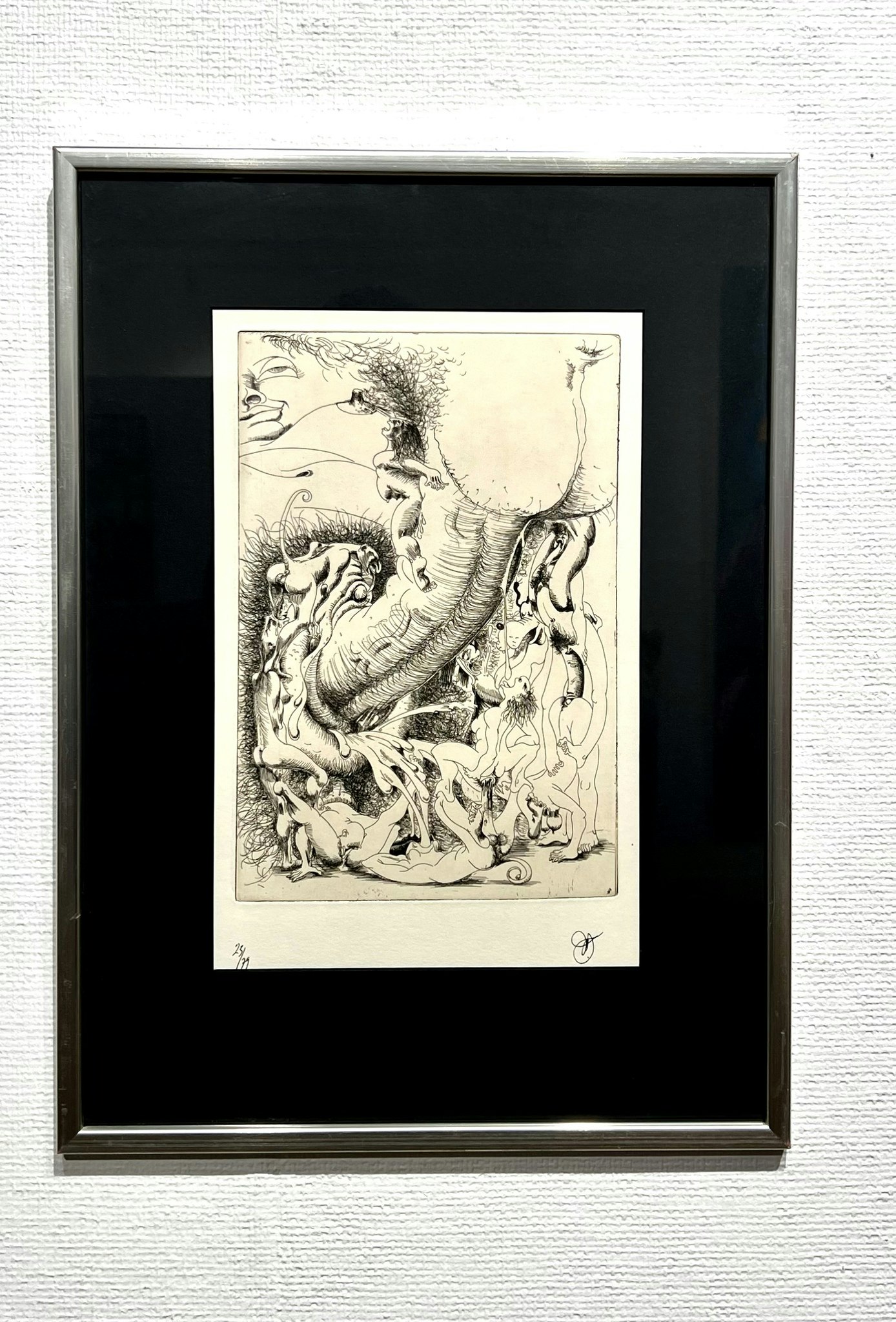 "Erotisk komposition" Etsning av Ulf Rahmberg. 38x52 cm
