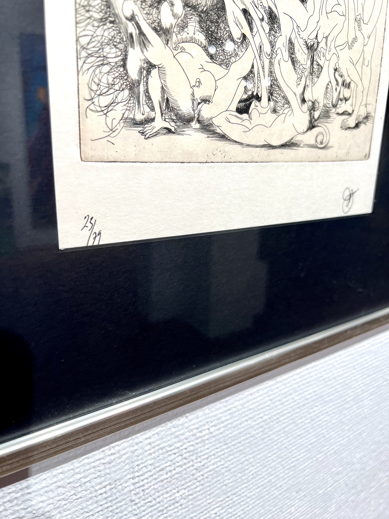 "Erotisk komposition" Etsning av Ulf Rahmberg. 38x52 cm