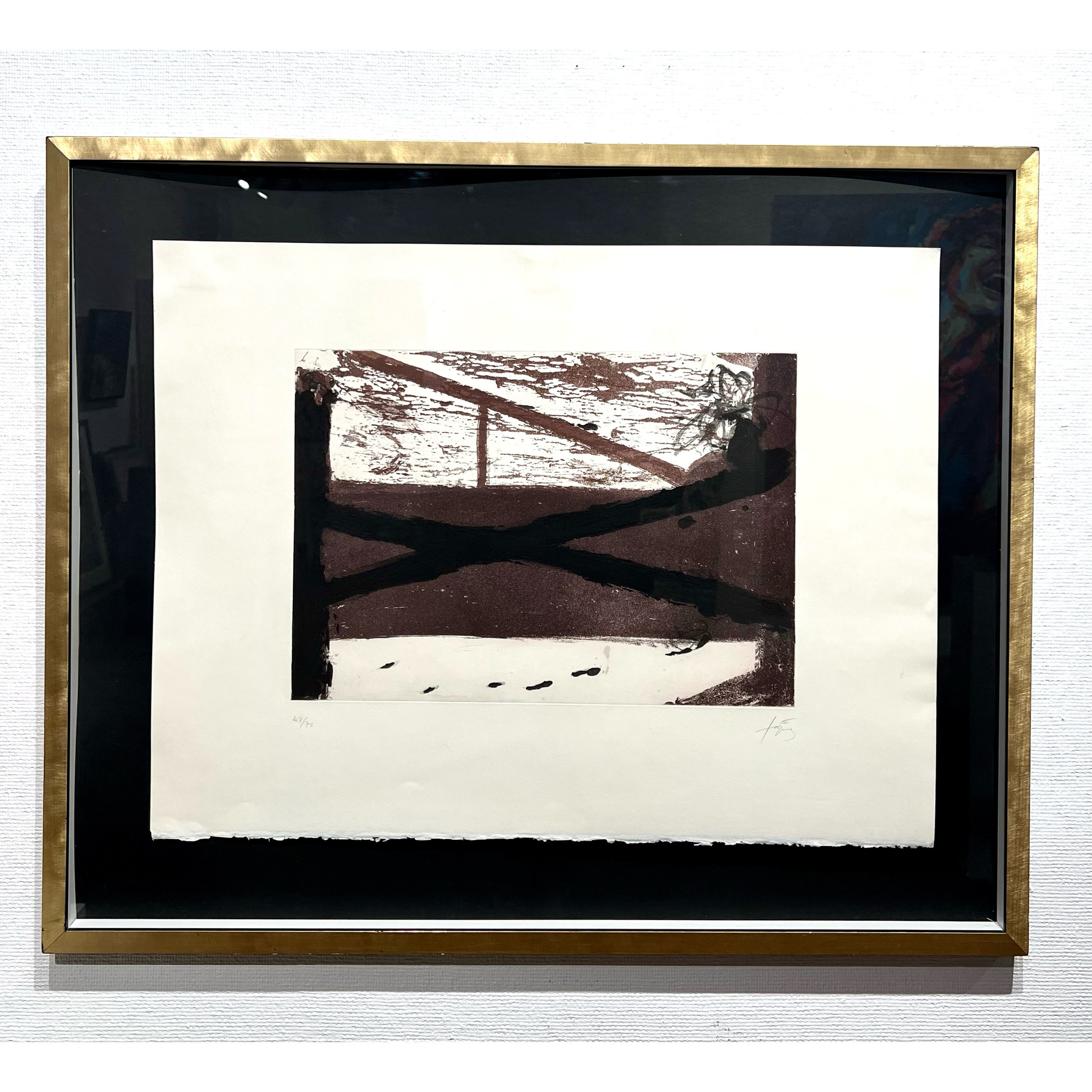 "Le Lit" Färgetsning av Antoni Tàpies. 96x80 cm
