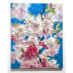 "Flowers II" Olja på duk av John Ma. 100x80 cm
