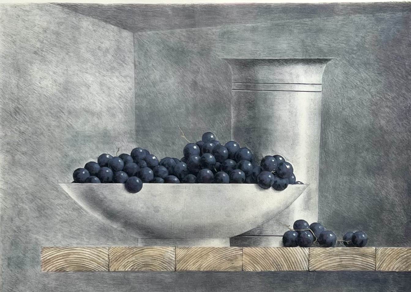 "Blå druvor" Litografi av Philip von Schantz. 84x68 cm