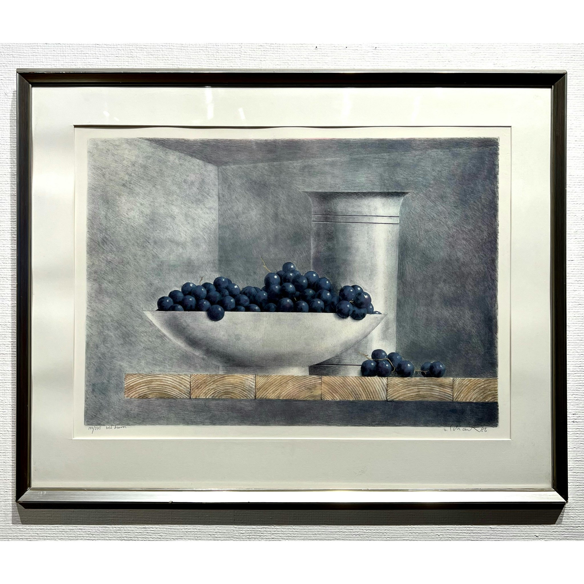 "Blå druvor" Litografi av Philip von Schantz. 84x68 cm