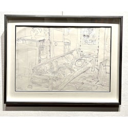 "Min Soffa" Teckning av Mauritz Karström. 55x71 cm