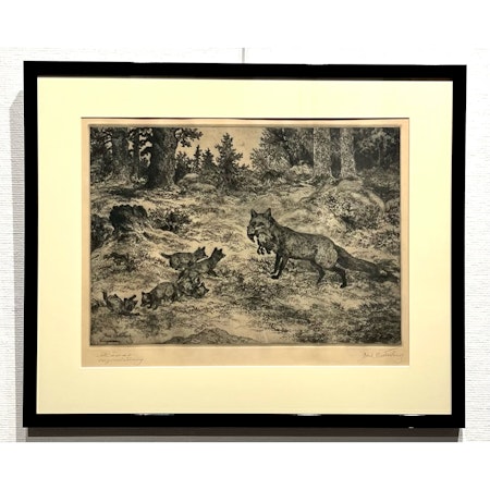"Rävarna" Originaletsning av Axel Österberg. 68,5x56 cm