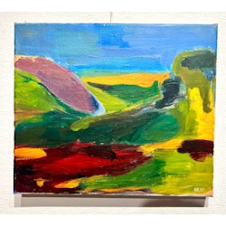 "Vår-landskap" Olja på duk av Elisabeth Riisager. 48x40 cm