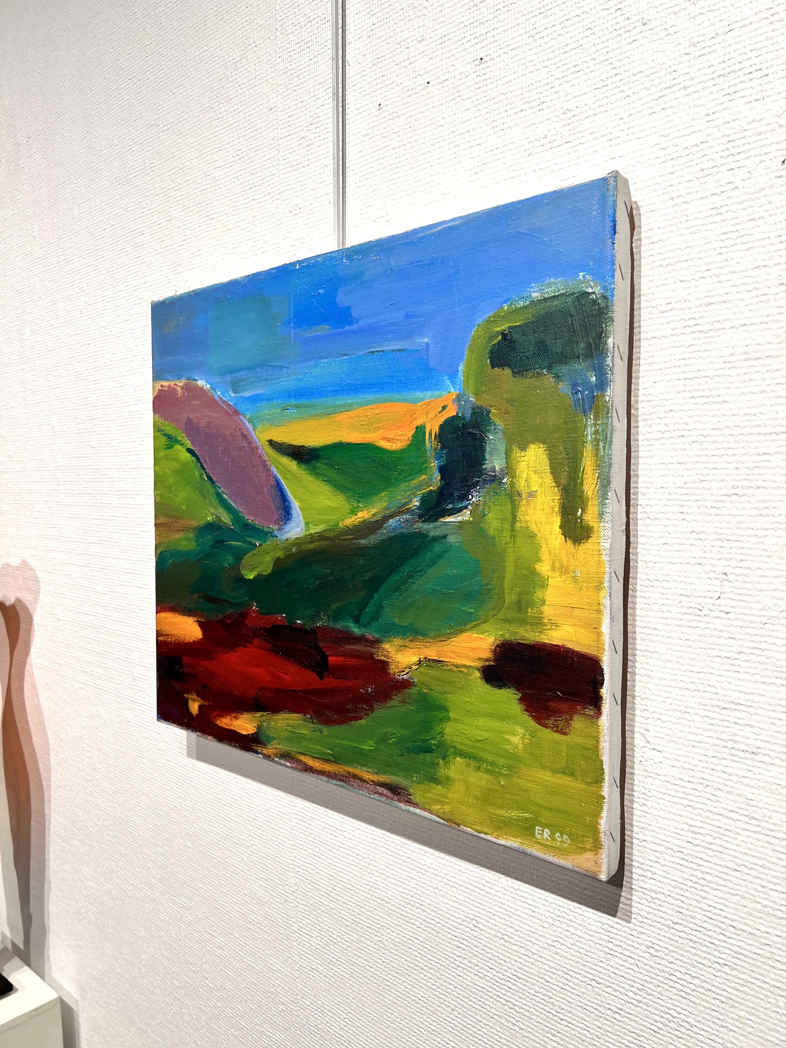 "Vår-landskap" Olja på duk av Elisabeth Riisager. 48x40 cm