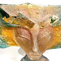 "Lotus" Unik skulptur i sandblästrat glas av Björn Ekegren. H. 36cm