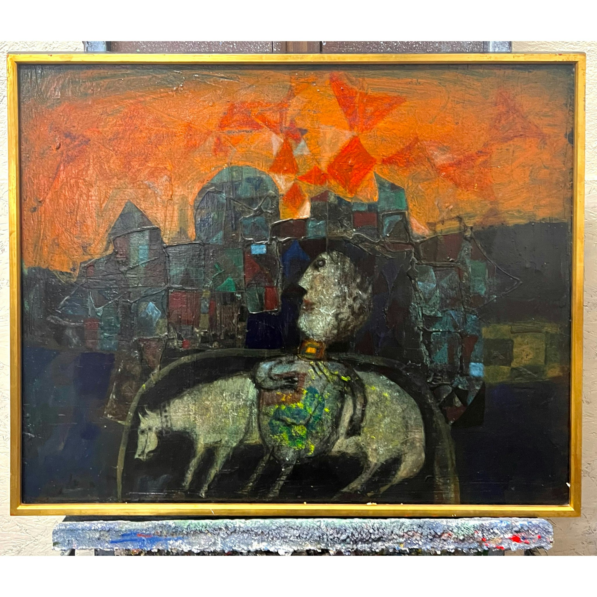 "Énfant au chiny" Olja på duk av James Coignard. 84x70 cm