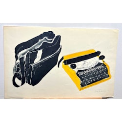 "Skrivmaskinen" Litografi av Anders Fogelin, 77x48,5 cm