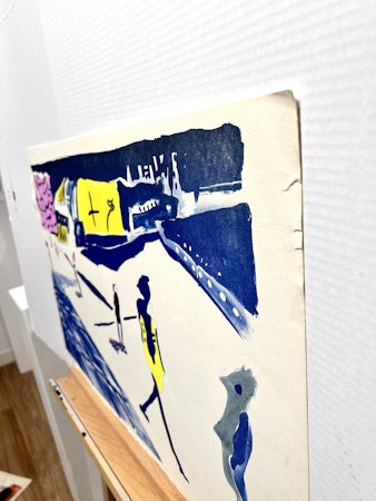 "Sol och skugga i Madrid" Litografi av Anders Fogelin, 77x48,5 cm