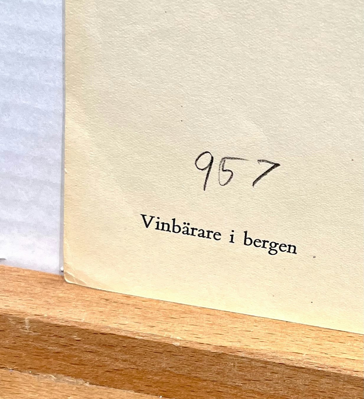 "Vinbärare i bergen" Konsttryck efter träsnitt av Carl Palme. 42x48 cm